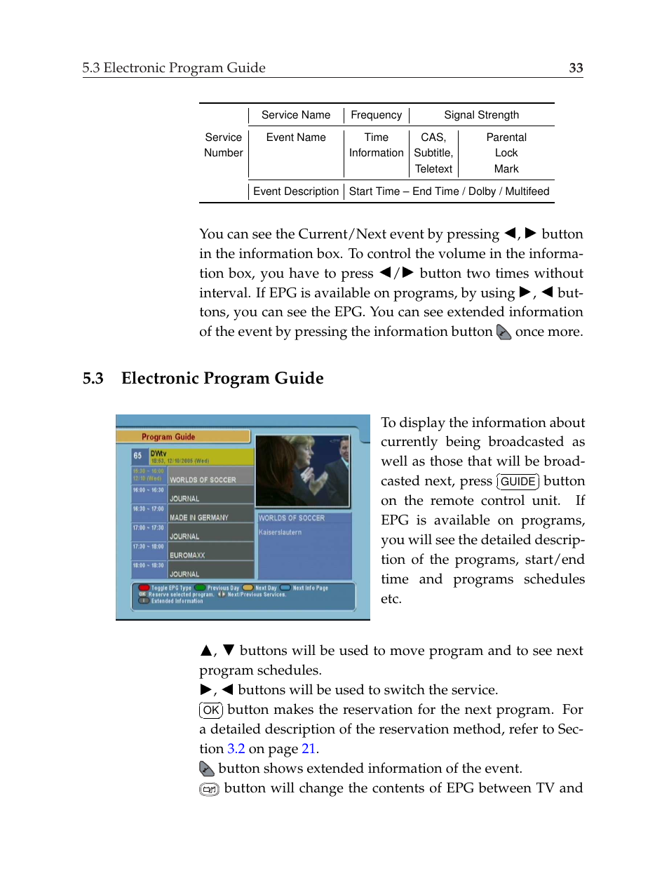 3 electronic program guide, Electronic program guide | Topfield TF6000F User Manual | Page 37 / 58