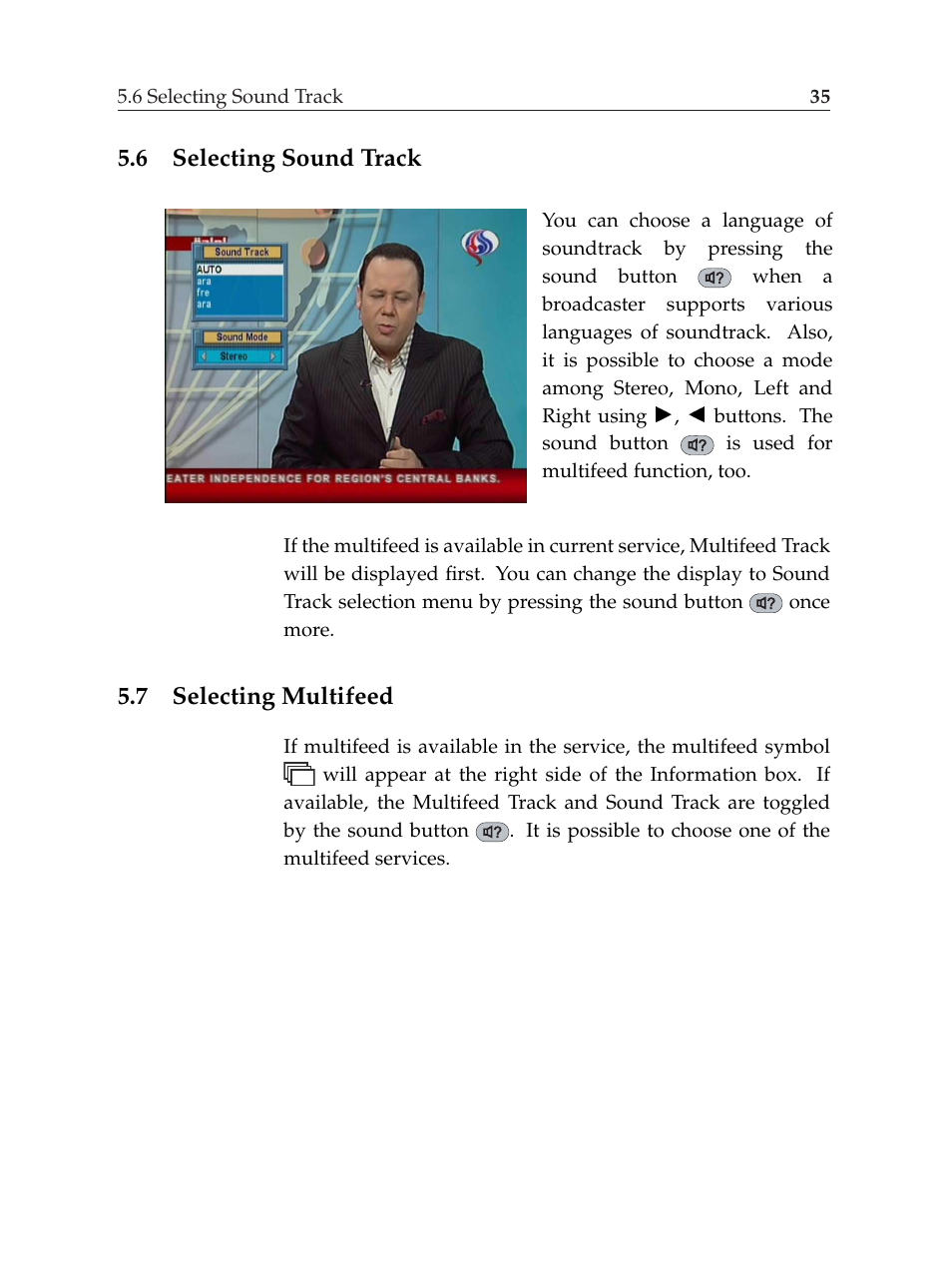 6 selecting sound track, 7 selecting multifeed, Selecting sound track | Selecting multifeed | Topfield TF6000F User Manual | Page 39 / 58