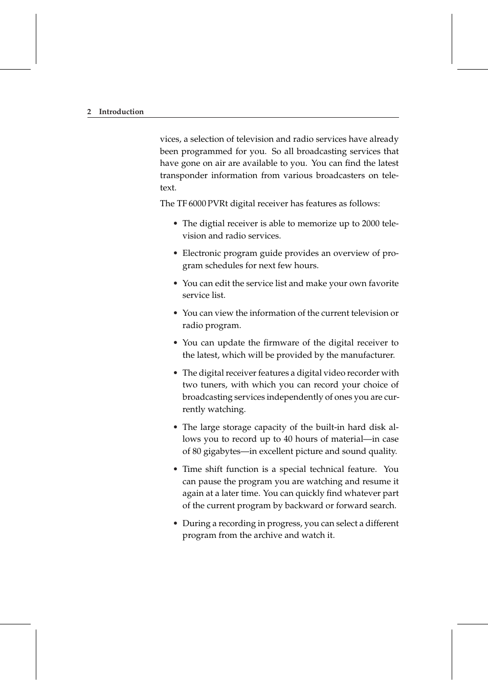 Topfield DV3 Digital Terrestrial Receiver Personal Video Recorder TF 6000 PVRt User Manual | Page 10 / 88