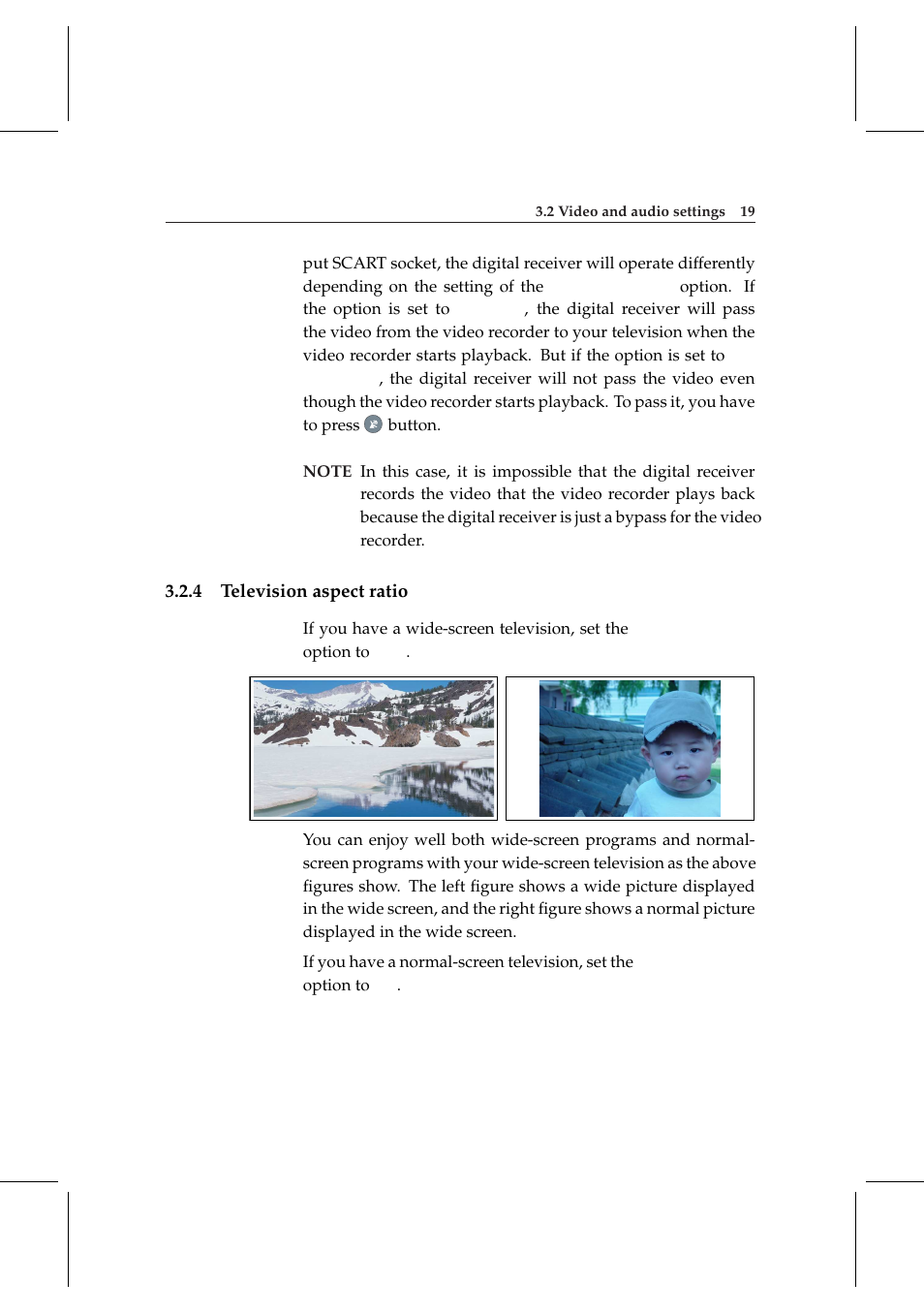 4 television aspect ratio, Television aspect ratio | Topfield DV3 Digital Terrestrial Receiver Personal Video Recorder TF 6000 PVRt User Manual | Page 27 / 88