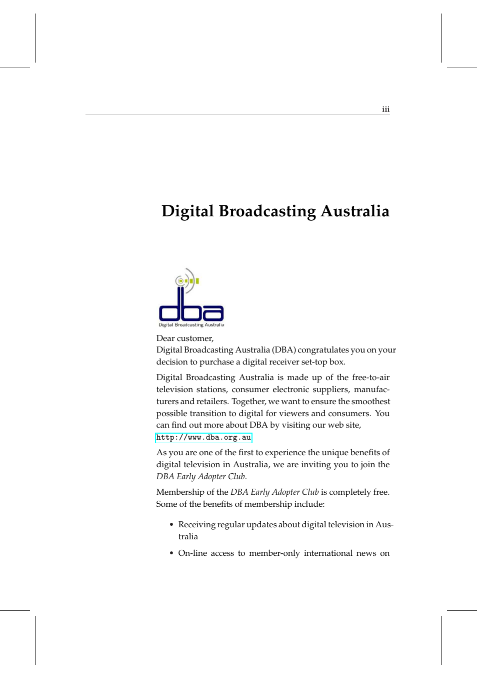 Digital broadcasting australia | Topfield DV3 Digital Terrestrial Receiver Personal Video Recorder TF 6000 PVRt User Manual | Page 3 / 88