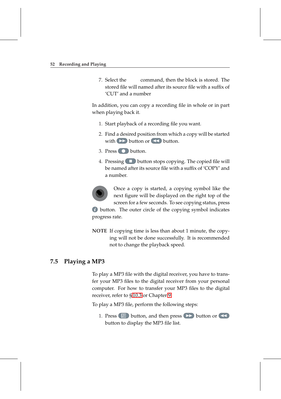 5 playing a mp3, Playing a mp3 | Topfield DV3 Digital Terrestrial Receiver Personal Video Recorder TF 6000 PVRt User Manual | Page 60 / 88