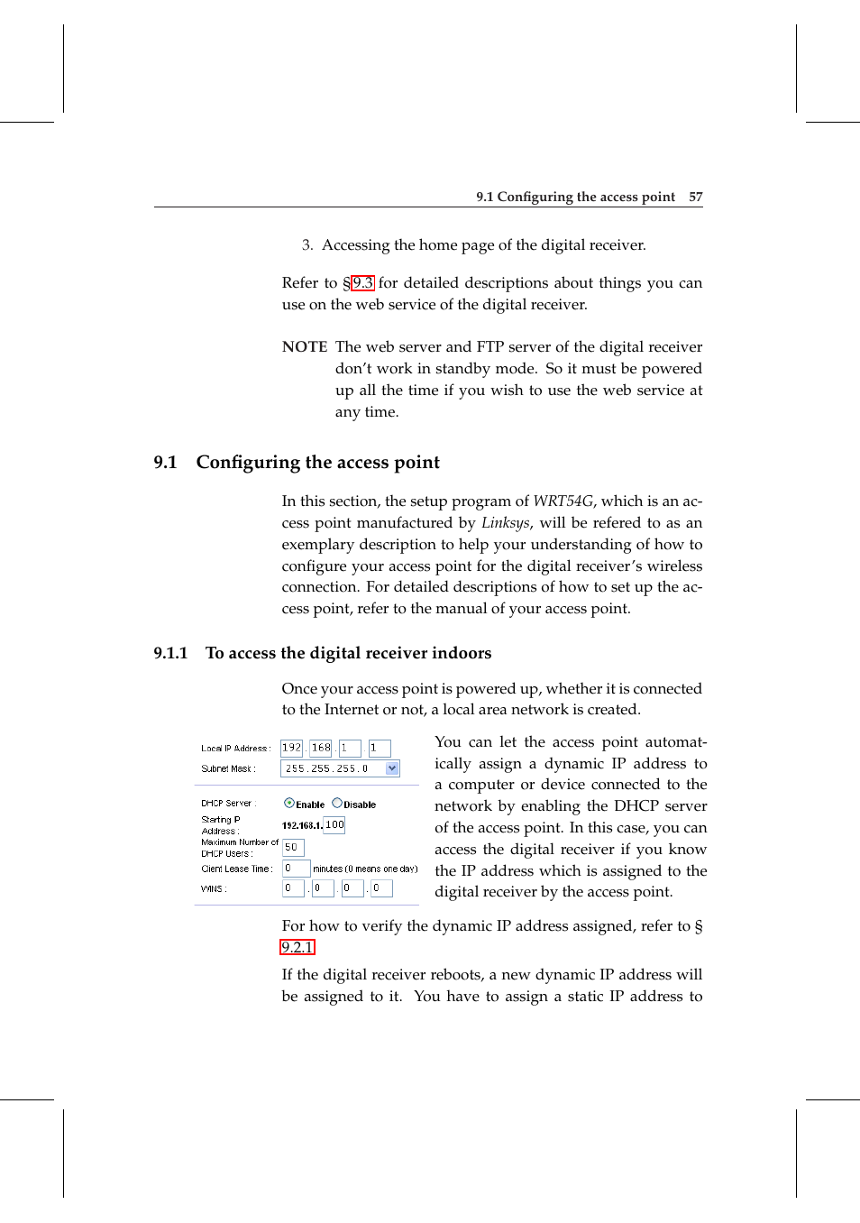 1 configuring the access point, 1 to access the digital receiver indoors, Conﬁguring the access point | To access the digital receiver indoors | Topfield DV3 Digital Terrestrial Receiver Personal Video Recorder TF 6000 PVRt User Manual | Page 65 / 88