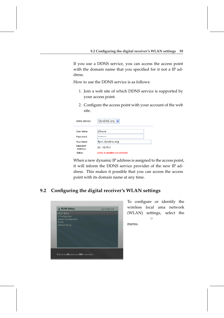 2 configuring the digital receiver's wlan settings, Conﬁguring the digital receiver’s wlan settings | Topfield DV3 Digital Terrestrial Receiver Personal Video Recorder TF 6000 PVRt User Manual | Page 67 / 88