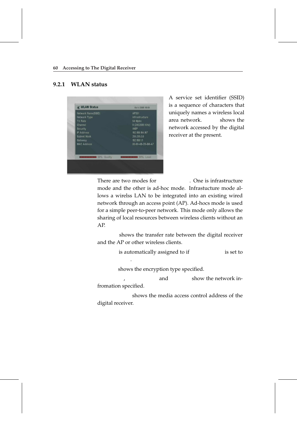 1 wlan status, Wlan status | Topfield DV3 Digital Terrestrial Receiver Personal Video Recorder TF 6000 PVRt User Manual | Page 68 / 88
