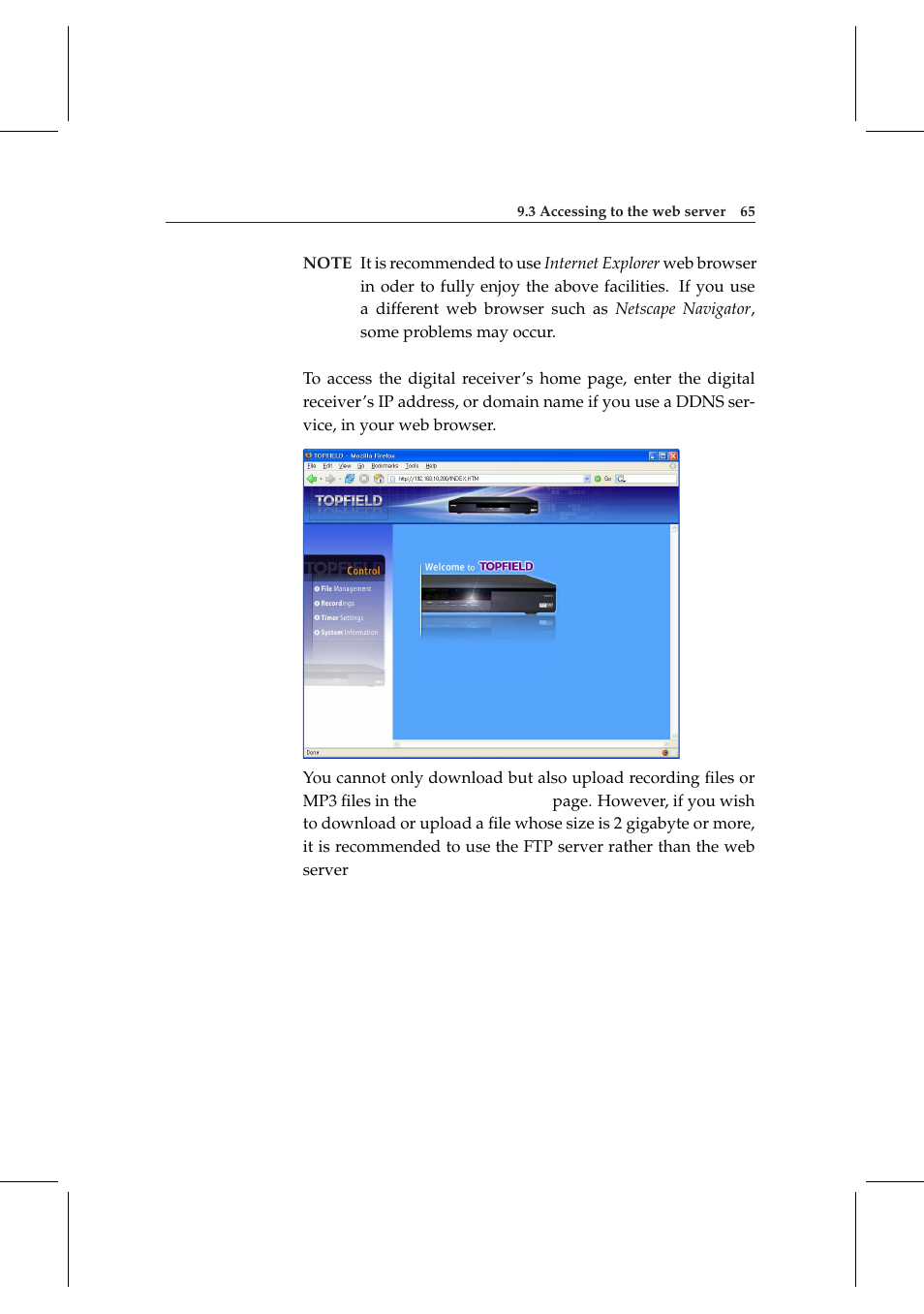 Topfield DV3 Digital Terrestrial Receiver Personal Video Recorder TF 6000 PVRt User Manual | Page 73 / 88