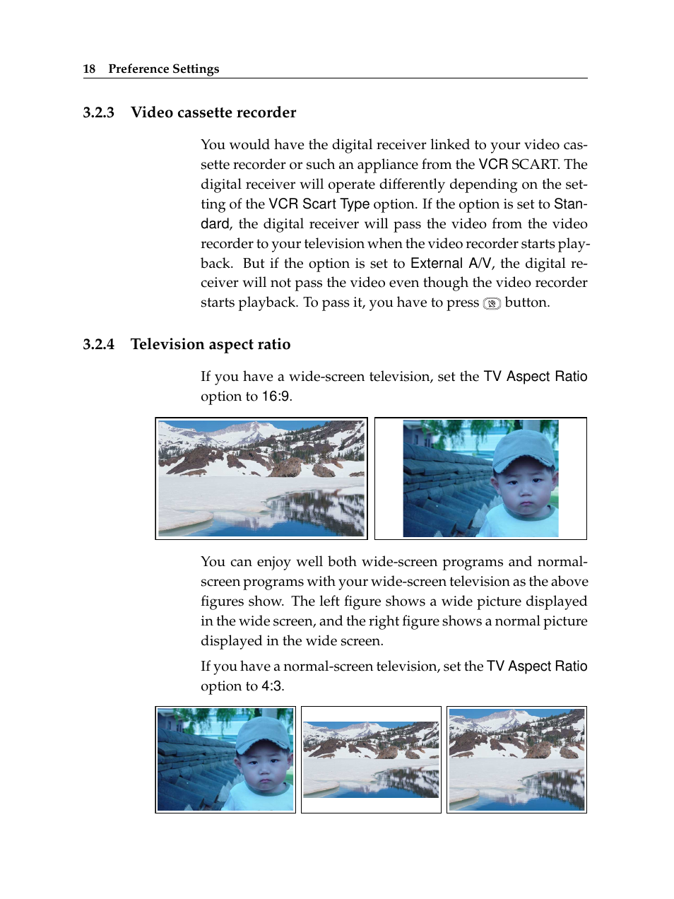 3 video cassette recorder, 4 television aspect ratio, Video cassette recorder | Television aspect ratio | Topfield TF 5100 CI User Manual | Page 24 / 64