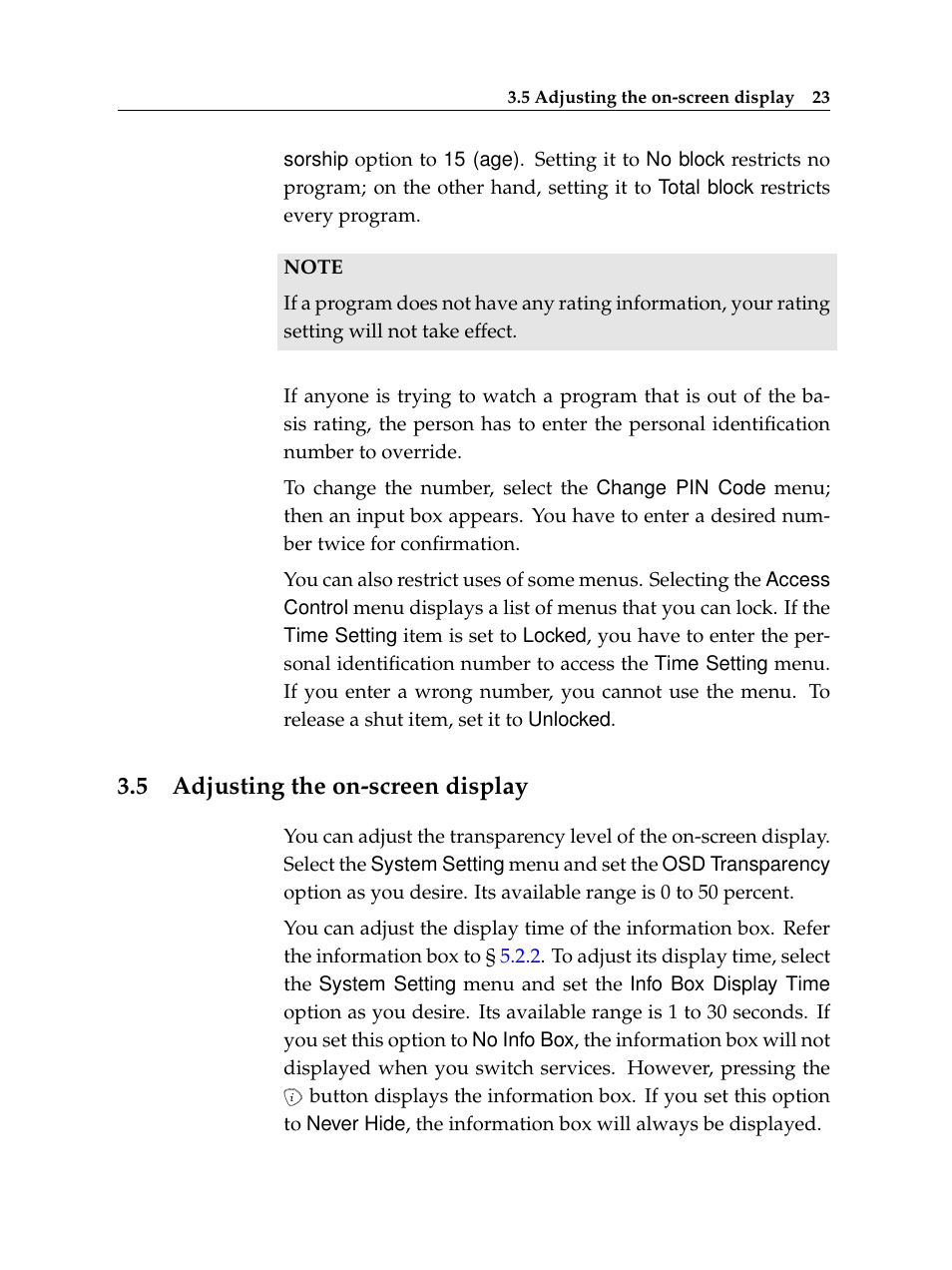 5 adjusting the on-screen display, Adjusting the on-screen display | Topfield TF 5100 CI User Manual | Page 29 / 64