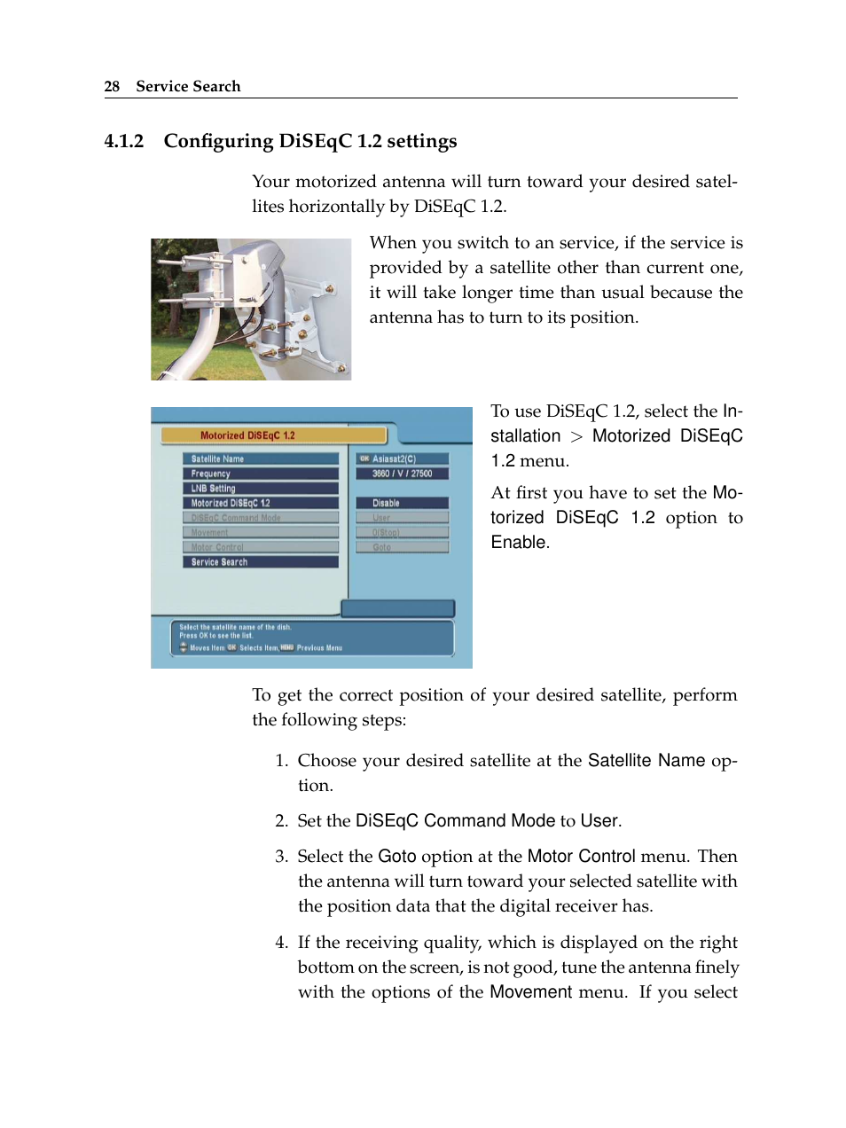 2 configuring diseqc 1.2 settings, Configuring diseqc 1.2 settings | Topfield TF 5100 CI User Manual | Page 34 / 64