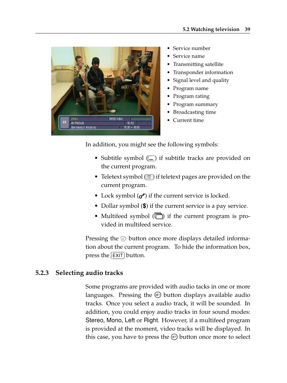 3 selecting audio tracks, Selecting audio tracks | Topfield TF 5100 CI User Manual | Page 45 / 64