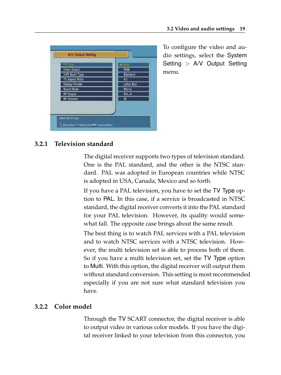 1 television standard, 2 color model, Television standard | Color model | Topfield TF 5100 PVR User Manual | Page 25 / 76