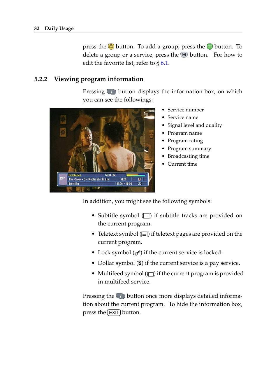 2 viewing program information, Viewing program information | Topfield TF 5100 PVR User Manual | Page 38 / 76