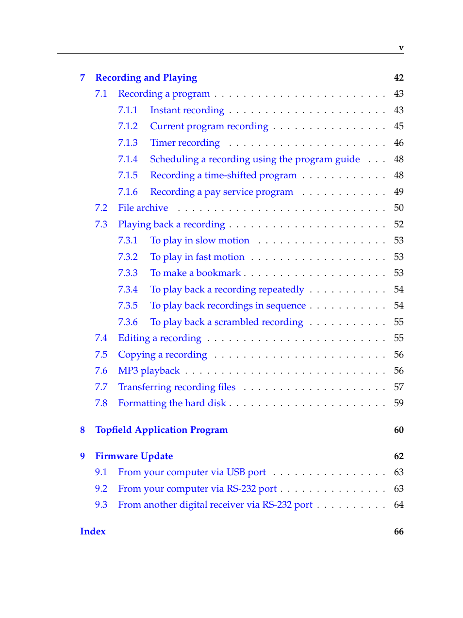 Topfield TF 5100 PVR User Manual | Page 5 / 76