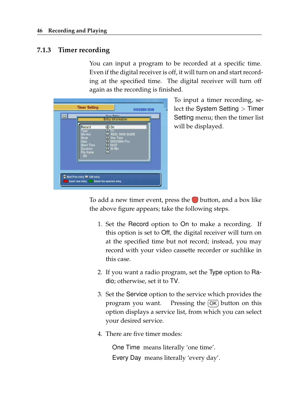 3 timer recording, Timer recording | Topfield TF 5100 PVR User Manual | Page 52 / 76