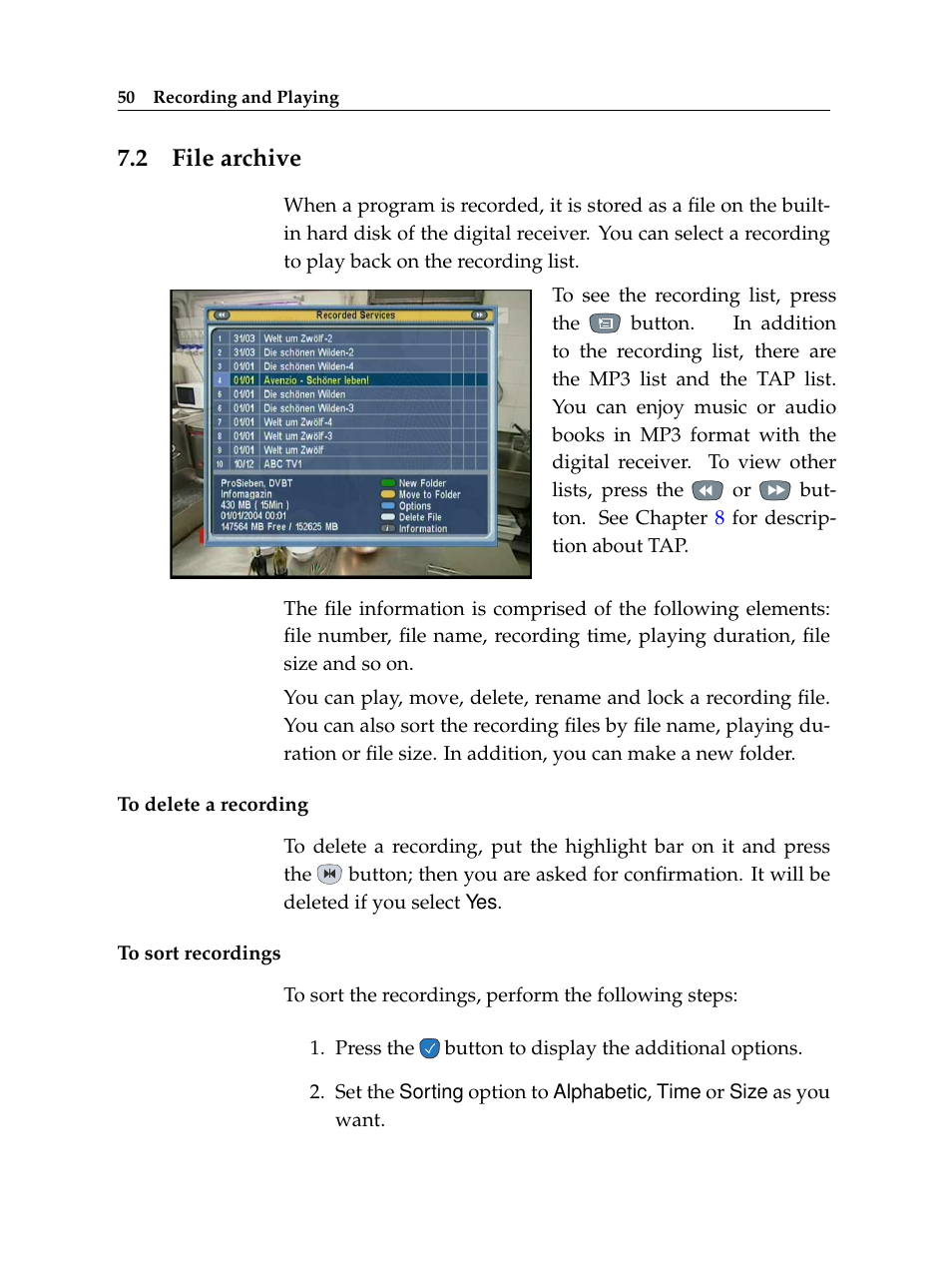 2 file archive, File archive | Topfield TF 5100 PVR User Manual | Page 56 / 76