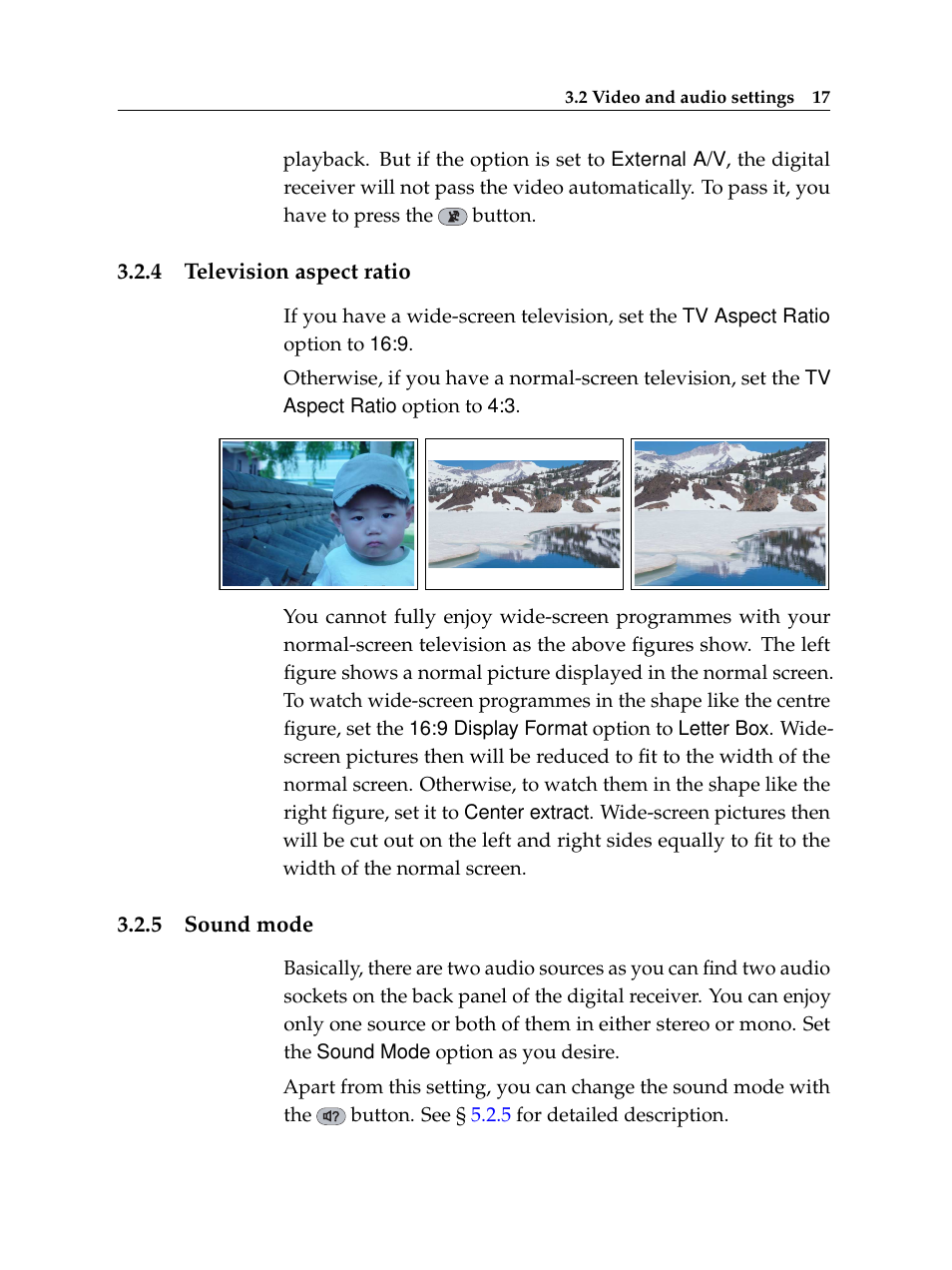4 television aspect ratio, 5 sound mode, Television aspect ratio | Sound mode | Topfield TF 6000 FE User Manual | Page 23 / 64