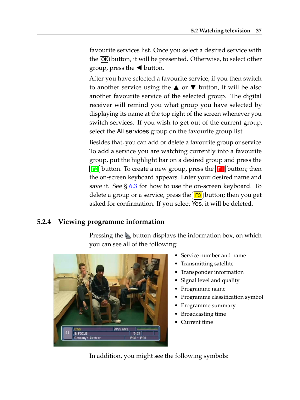 4 viewing programme information, Viewing programme information | Topfield TF 6000 FE User Manual | Page 43 / 64