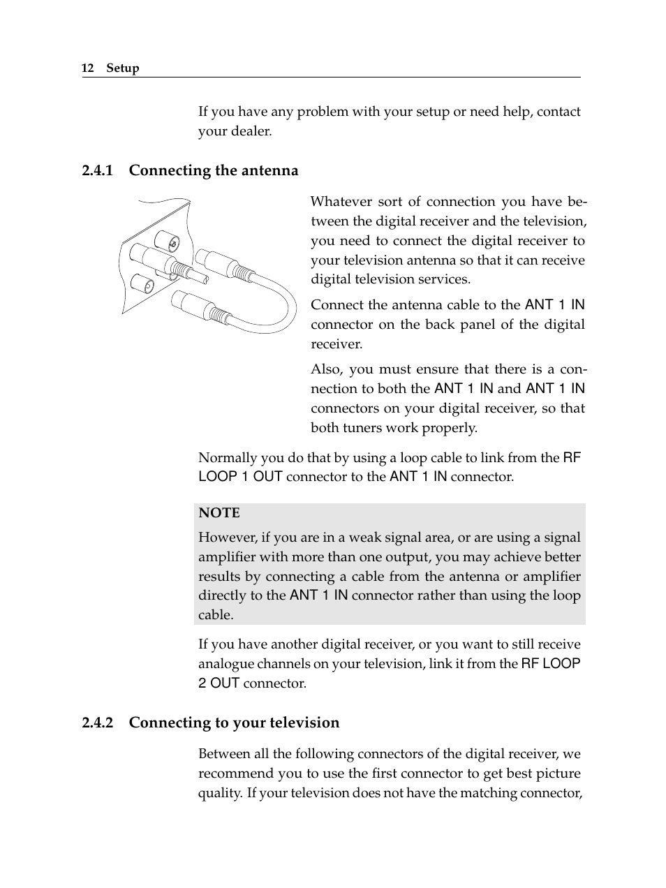 1 connecting the antenna, 2 connecting to your television, Connecting the antenna | Connecting to your television | Topfield Digital Terrestrial Receiver PERSONAL VIDEO RECORDER TF 600 PVRt User Manual | Page 18 / 90