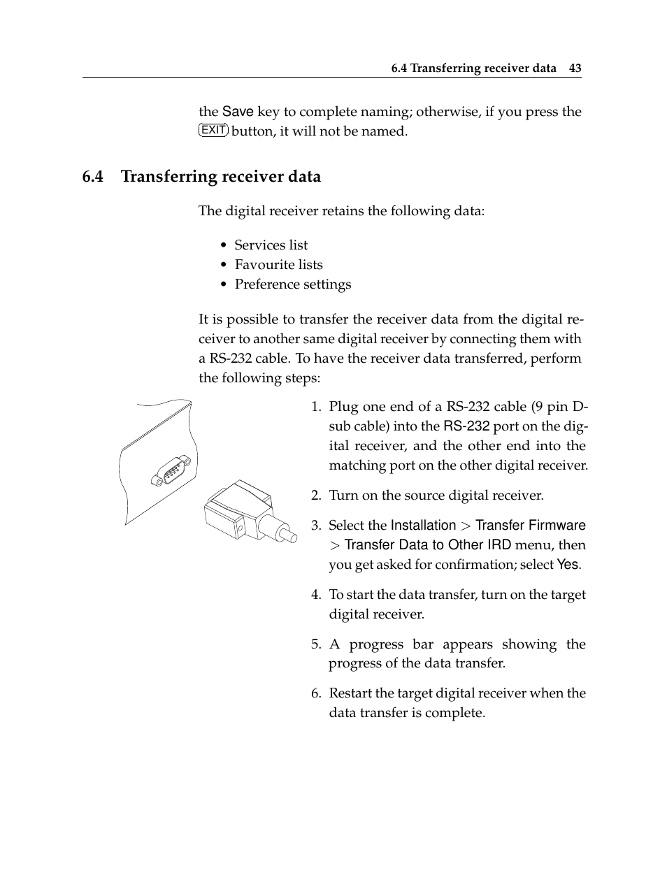 4 transferring receiver data, Transferring receiver data | Topfield Digital Terrestrial Receiver PERSONAL VIDEO RECORDER TF 600 PVRt User Manual | Page 49 / 90