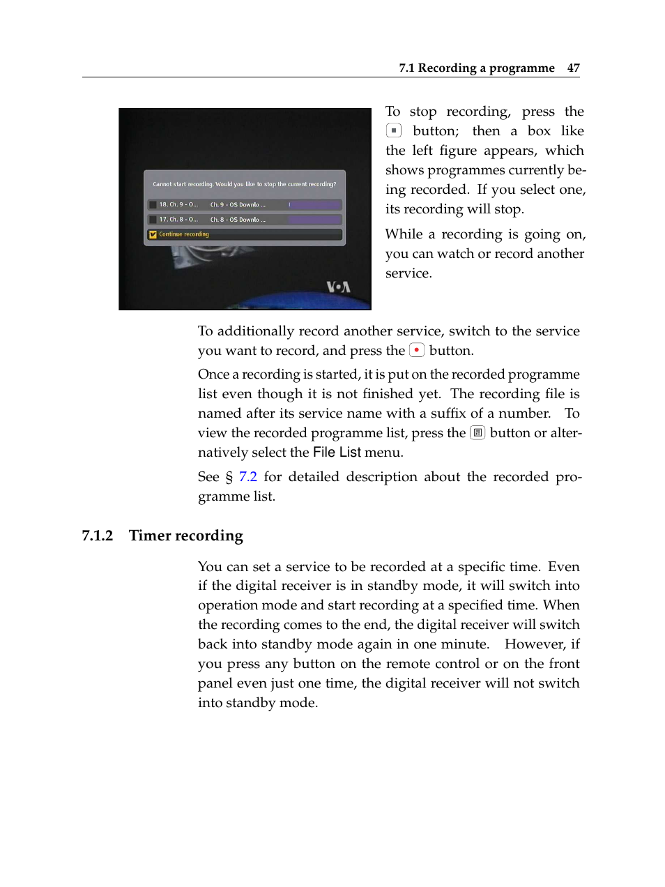 2 timer recording, Timer recording | Topfield Digital Terrestrial Receiver PERSONAL VIDEO RECORDER TF 600 PVRt User Manual | Page 53 / 90