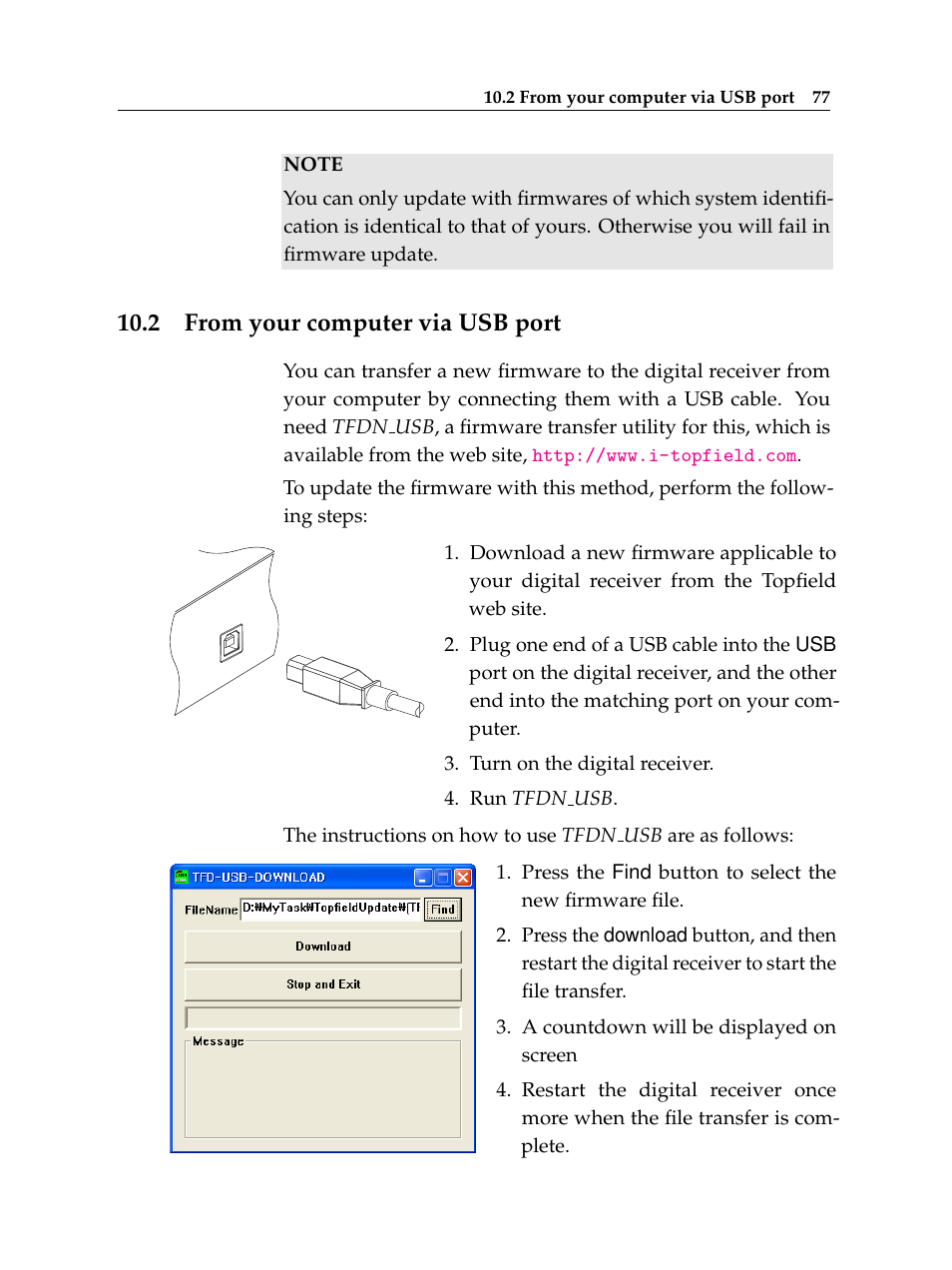 2 from your computer via usb port | Topfield Digital Terrestrial Receiver PERSONAL VIDEO RECORDER TF 600 PVRt User Manual | Page 83 / 90