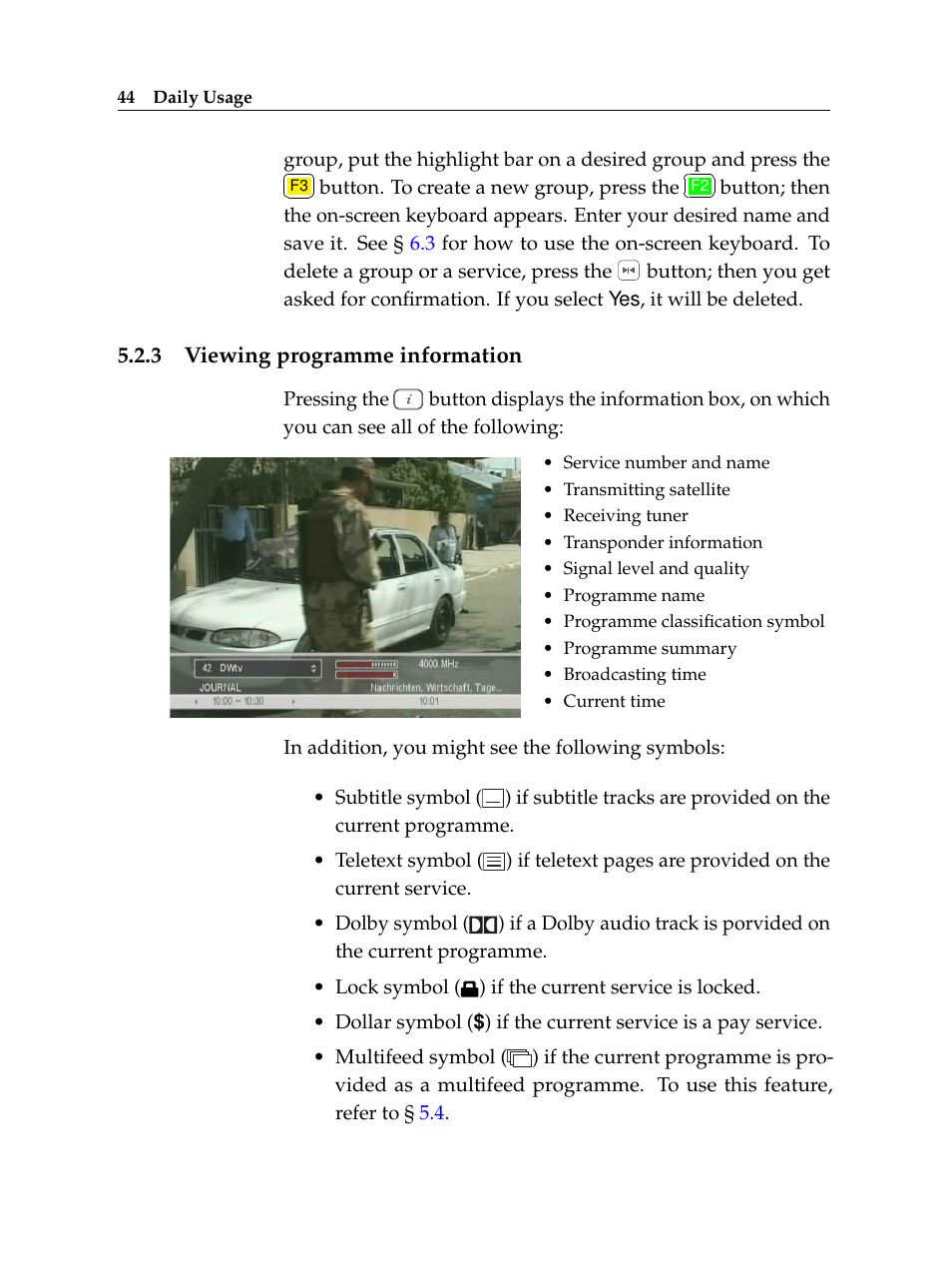 3 viewing programme information, Viewing programme information | Topfield TF 6000 PVR ES User Manual | Page 52 / 110