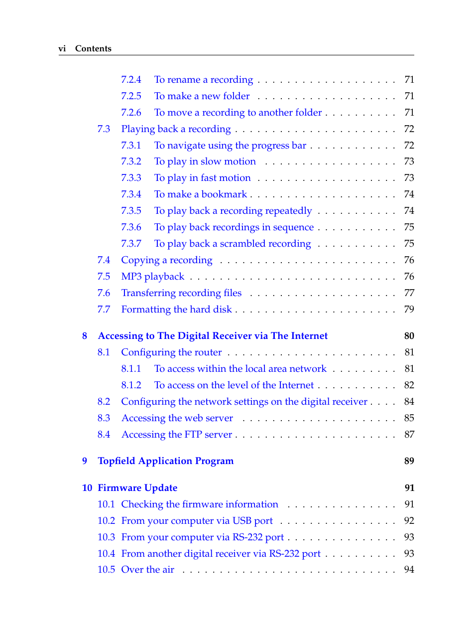 Topfield TF 6000 PVR ES User Manual | Page 6 / 110