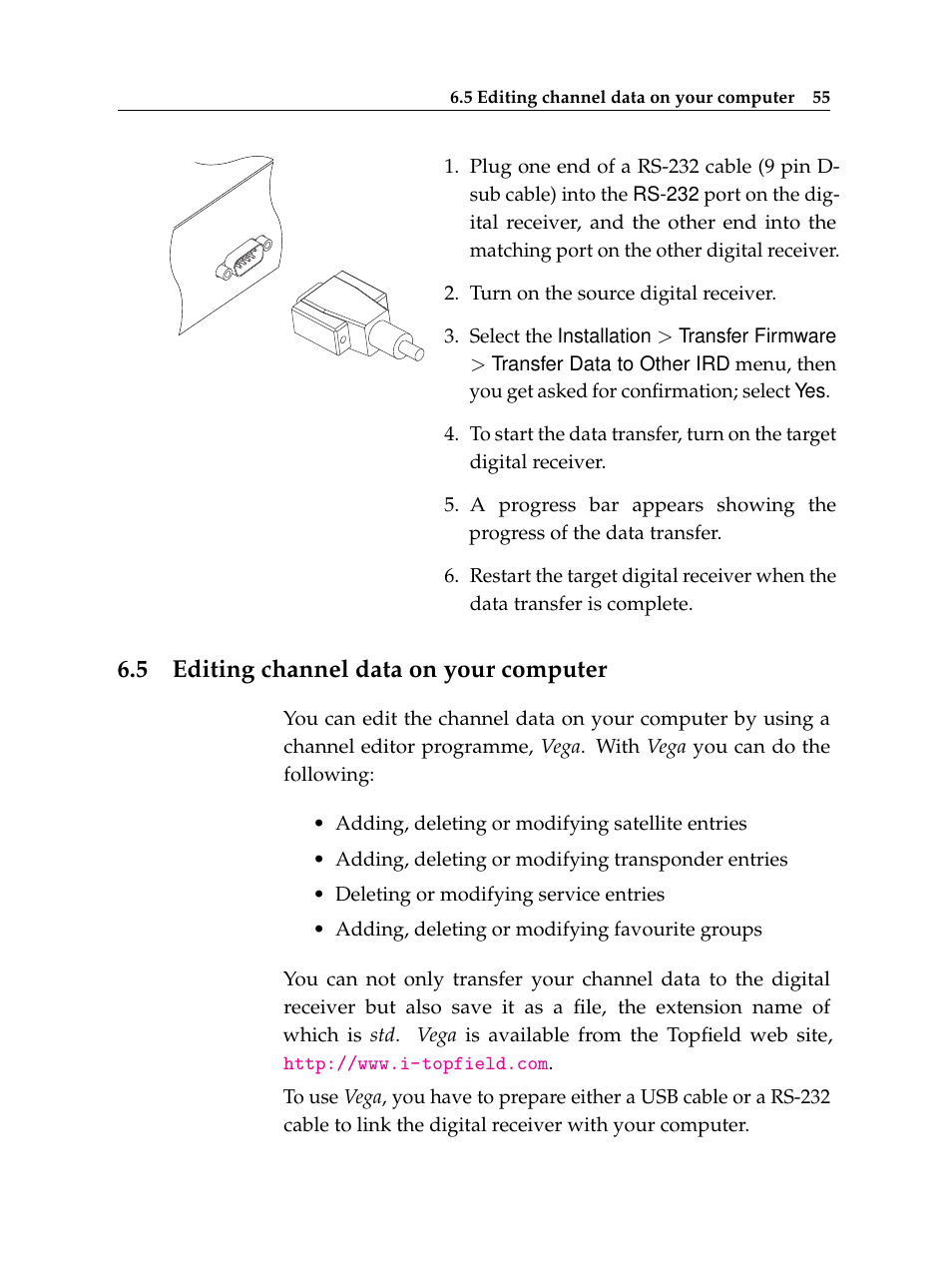 5 editing channel data on your computer, Editing channel data on your computer | Topfield TF 6000 PVR ES User Manual | Page 63 / 110