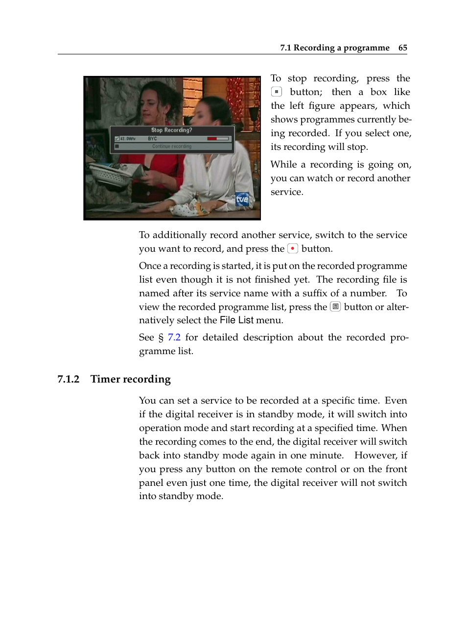 2 timer recording, Timer recording | Topfield TF 6000 PVR ES User Manual | Page 73 / 110