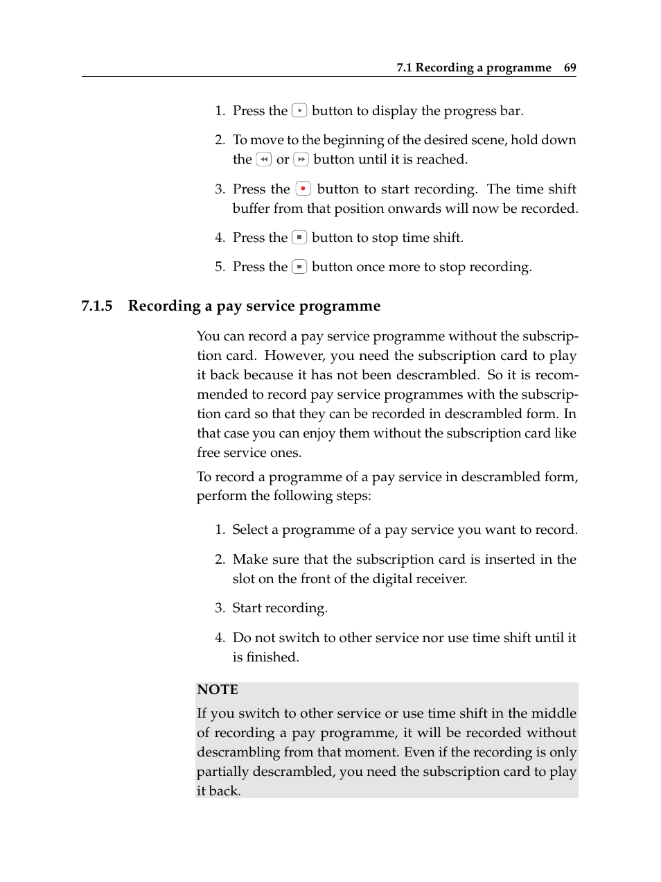 5 recording a pay service programme, Recording a pay service programme | Topfield TF 6000 PVR ES User Manual | Page 77 / 110