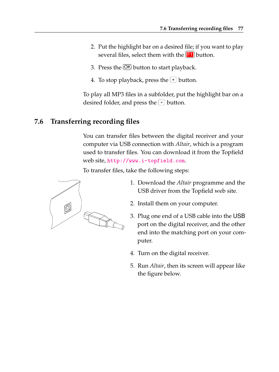 6 transferring recording files, Transferring recording files | Topfield TF 6000 PVR ES User Manual | Page 85 / 110