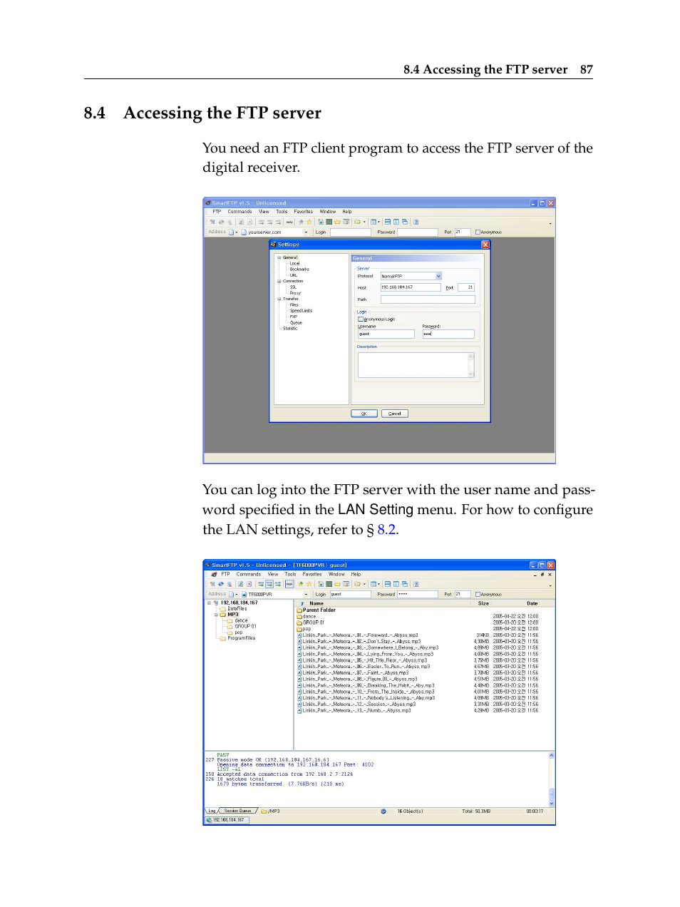 4 accessing the ftp server, Accessing the ftp server | Topfield TF 6000 PVR ES User Manual | Page 95 / 110