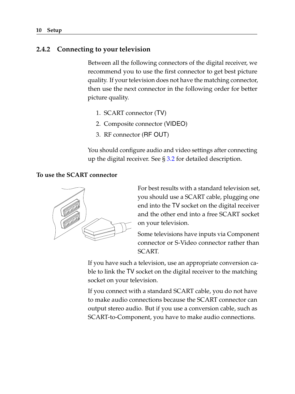 2 connecting to your television, Connecting to your television | Topfield TF6400IR User Manual | Page 16 / 64