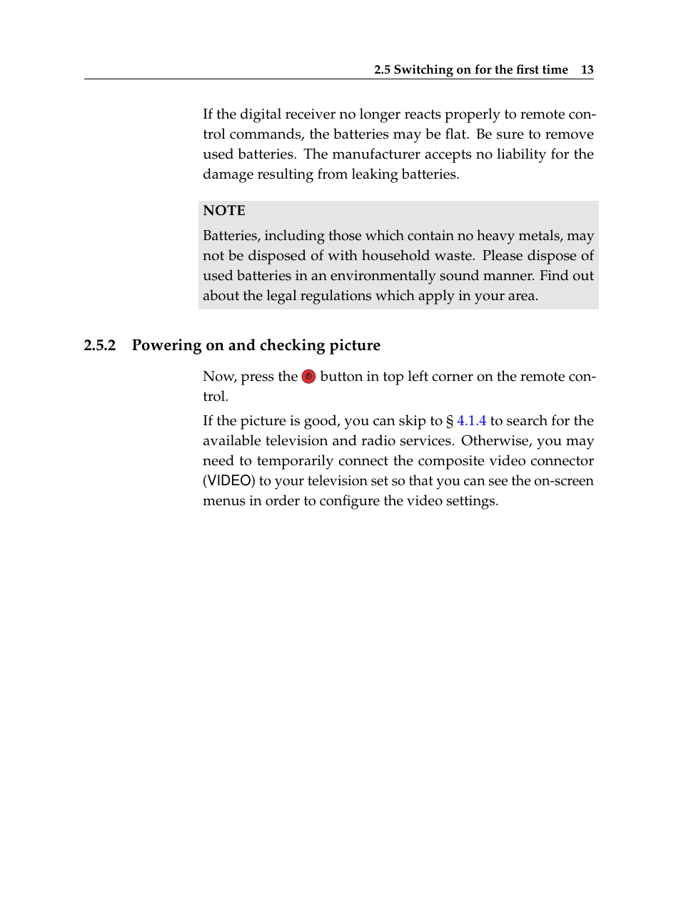 2 powering on and checking picture, Powering on and checking picture | Topfield TF6400IR User Manual | Page 19 / 64