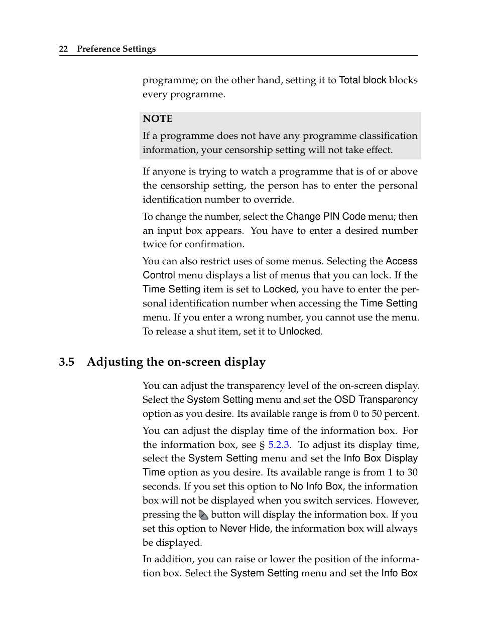 5 adjusting the on-screen display, Adjusting the on-screen display | Topfield TF6400IR User Manual | Page 28 / 64