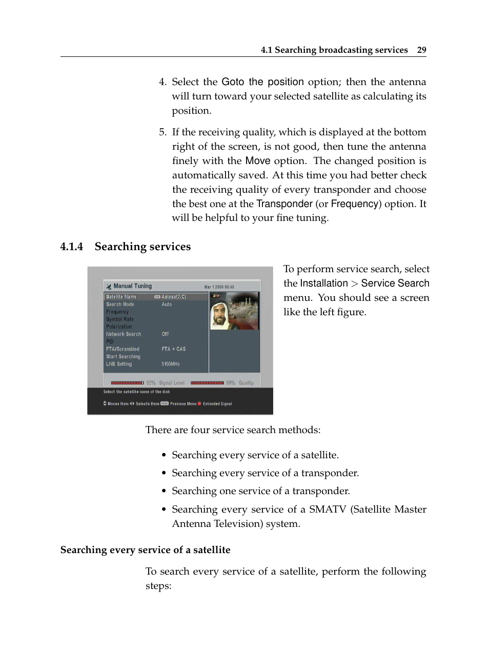 4 searching services, Searching services | Topfield TF6400IR User Manual | Page 35 / 64