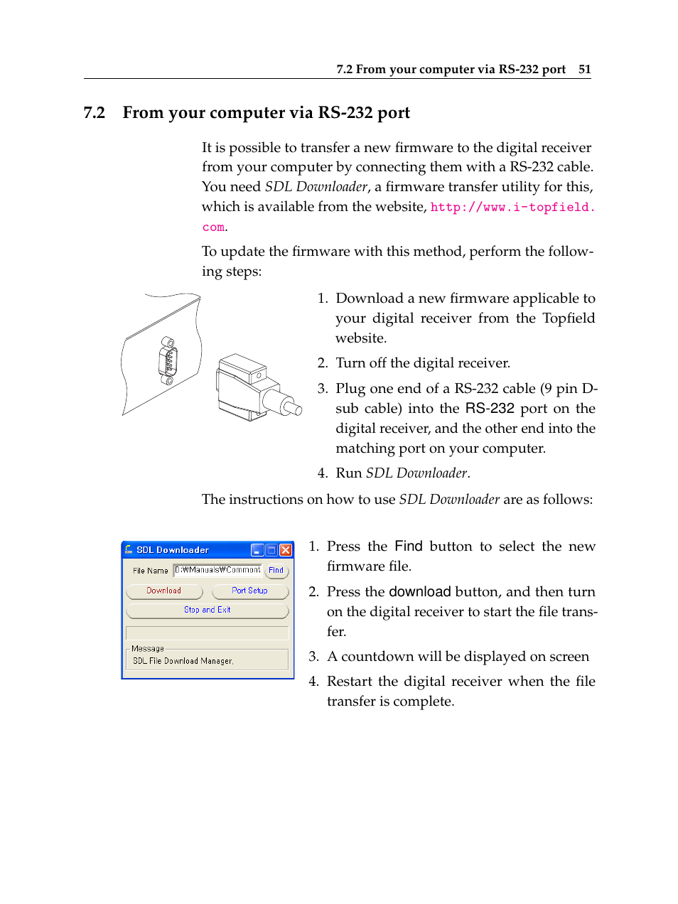 2 from your computer via rs-232 port, From your computer via rs-232 port | Topfield TF6400IR User Manual | Page 57 / 64