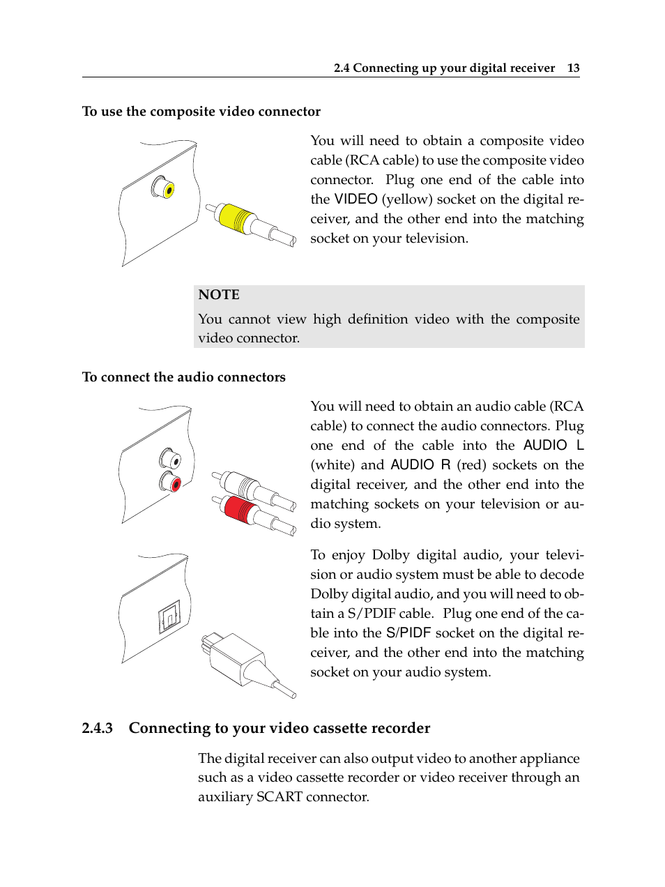 3 connecting to your video cassette recorder, Connecting to your video cassette recorder | Topfield High Defninition Digital Satellite Receiver HV7700 HSCI User Manual | Page 19 / 64