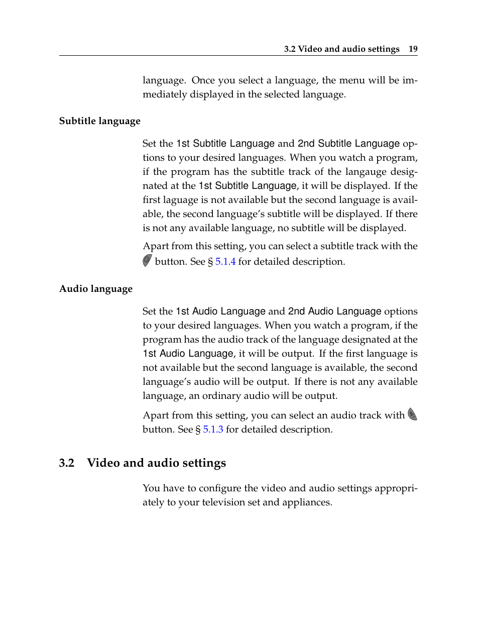 2 video and audio settings, Video and audio settings | Topfield TF 5400 PVR User Manual | Page 25 / 92