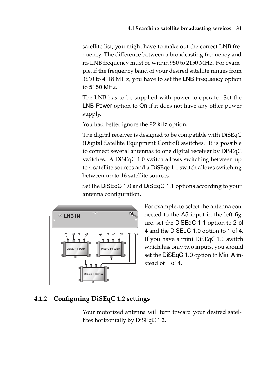 2 configuring diseqc 1.2 settings, Configuring diseqc 1.2 settings | Topfield TF 5400 PVR User Manual | Page 37 / 92