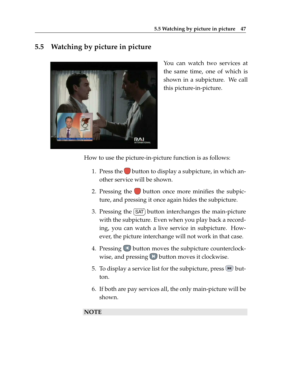 5 watching by picture in picture, Watching by picture in picture | Topfield TF 5400 PVR User Manual | Page 53 / 92