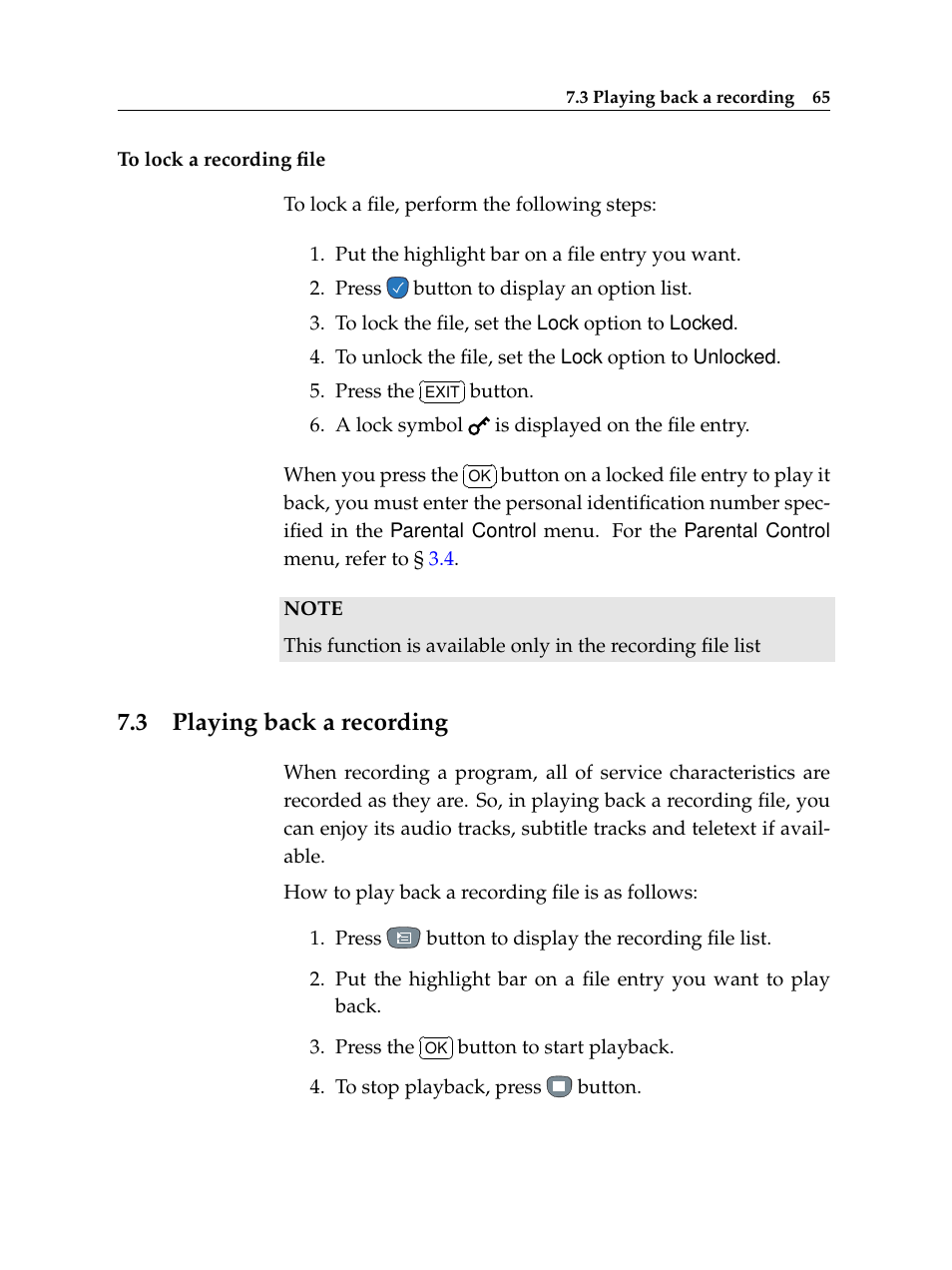 3 playing back a recording, Playing back a recording | Topfield TF 5400 PVR User Manual | Page 71 / 92