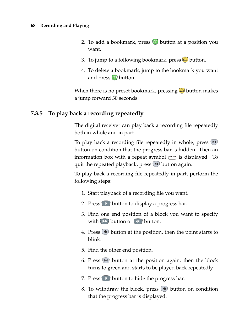 5 to play back a recording repeatedly, To play back a recording repeatedly | Topfield TF 5400 PVR User Manual | Page 74 / 92