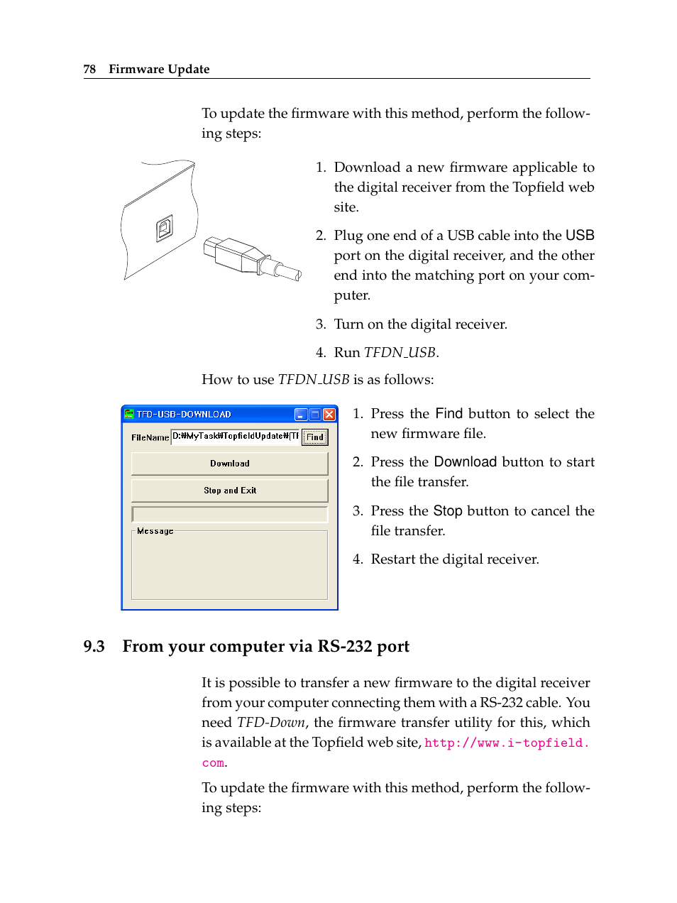 3 from your computer via rs-232 port, From your computer via rs-232 port | Topfield TF 5400 PVR User Manual | Page 84 / 92