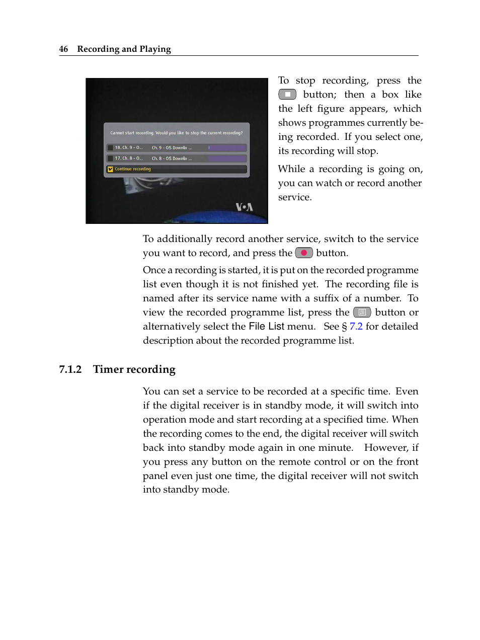 2 timer recording, Timer recording | Topfield TF 500 PVRC User Manual | Page 52 / 78