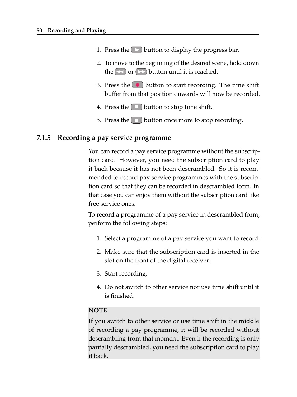 5 recording a pay service programme, Recording a pay service programme | Topfield TF 500 PVRC User Manual | Page 56 / 78