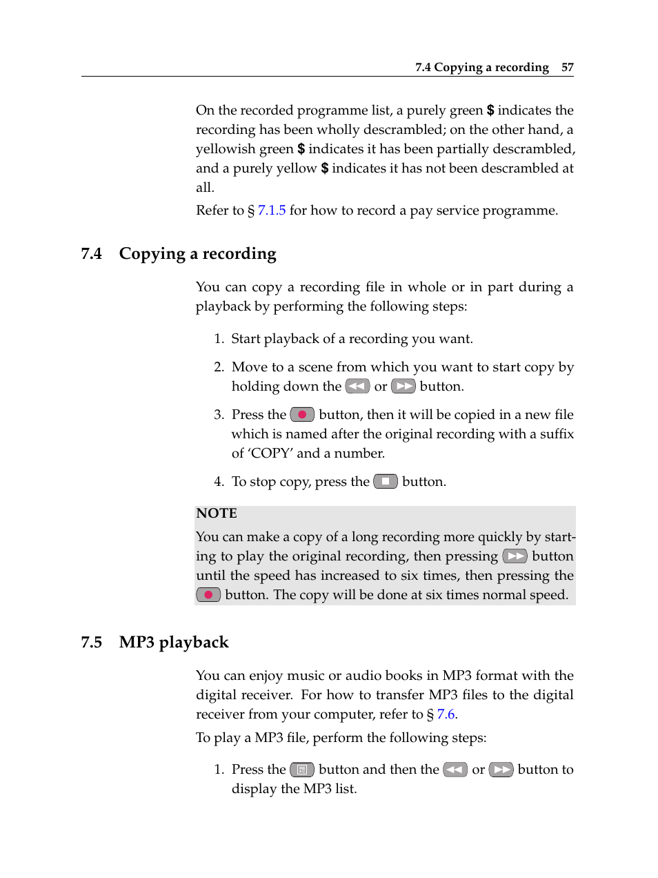 4 copying a recording, 5 mp3 playback, Copying a recording | Mp3 playback | Topfield TF 500 PVRC User Manual | Page 63 / 78