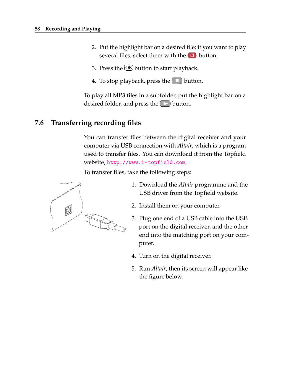 6 transferring recording files, Transferring recording files | Topfield TF 500 PVRC User Manual | Page 64 / 78