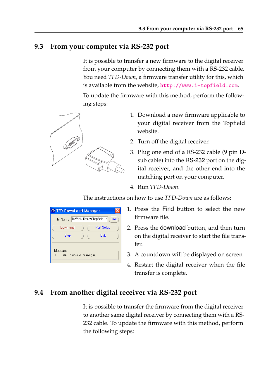 3 from your computer via rs-232 port, 4 from another digital receiver via rs-232 port, From your computer via rs-232 port | From another digital receiver via rs-232 port | Topfield TF 500 PVRC User Manual | Page 71 / 78