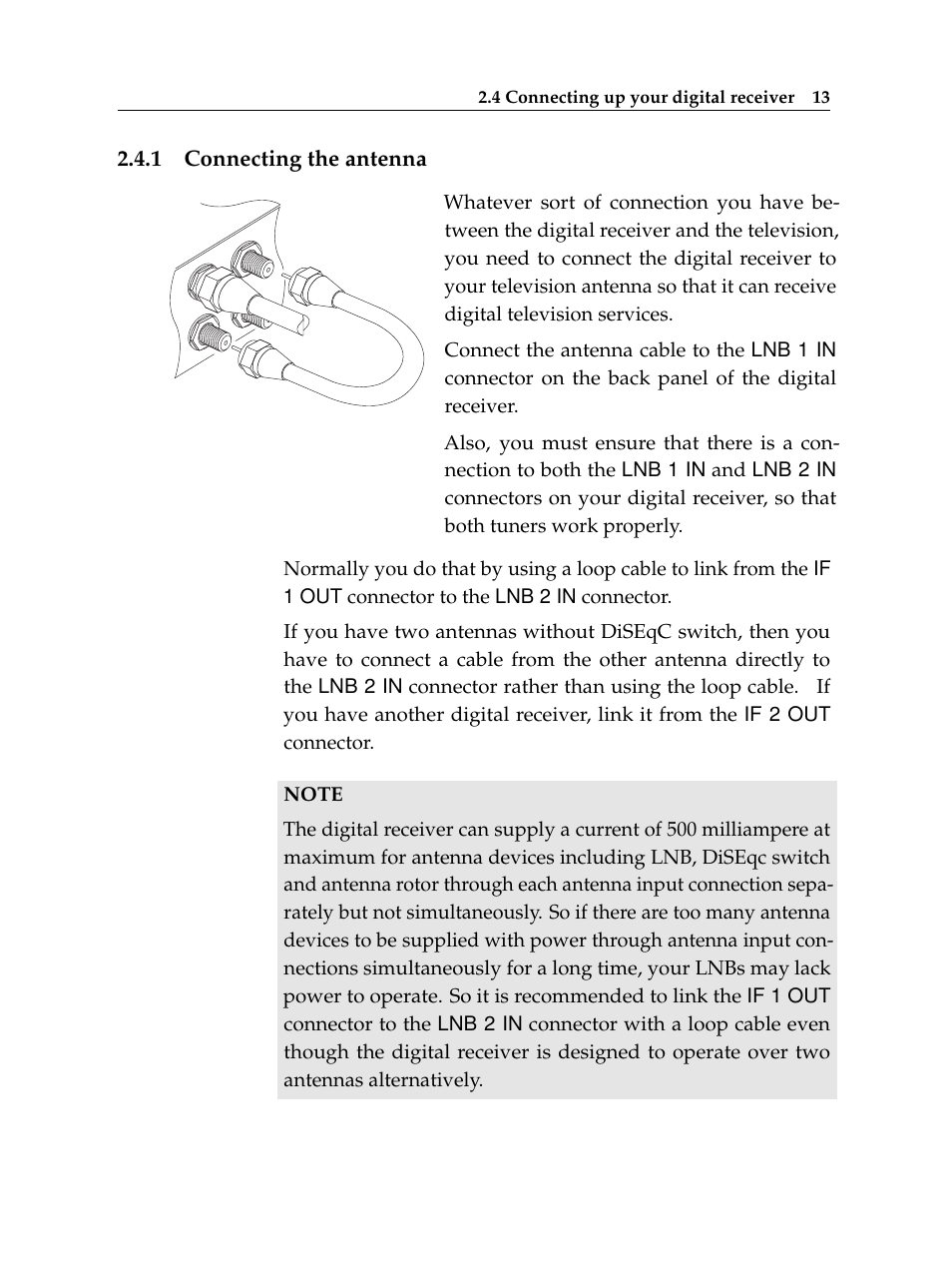 1 connecting the antenna, Connecting the antenna | Topfield TF 6000 PVR User Manual | Page 21 / 120